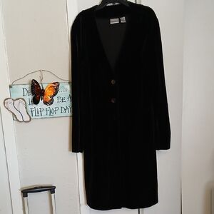 Chico's Black Velvet Open Front Cardigan